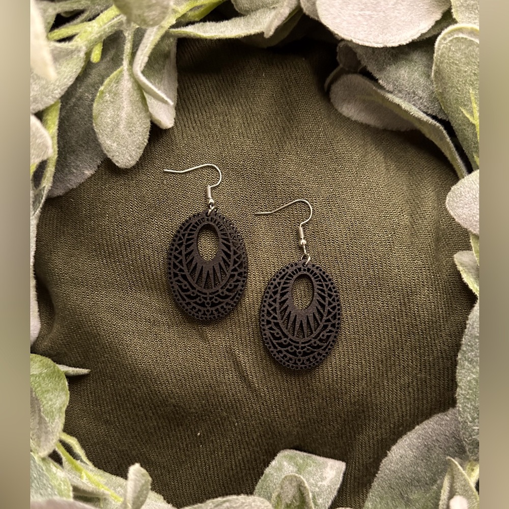 Various colors and styles- wood with etched detail earrings